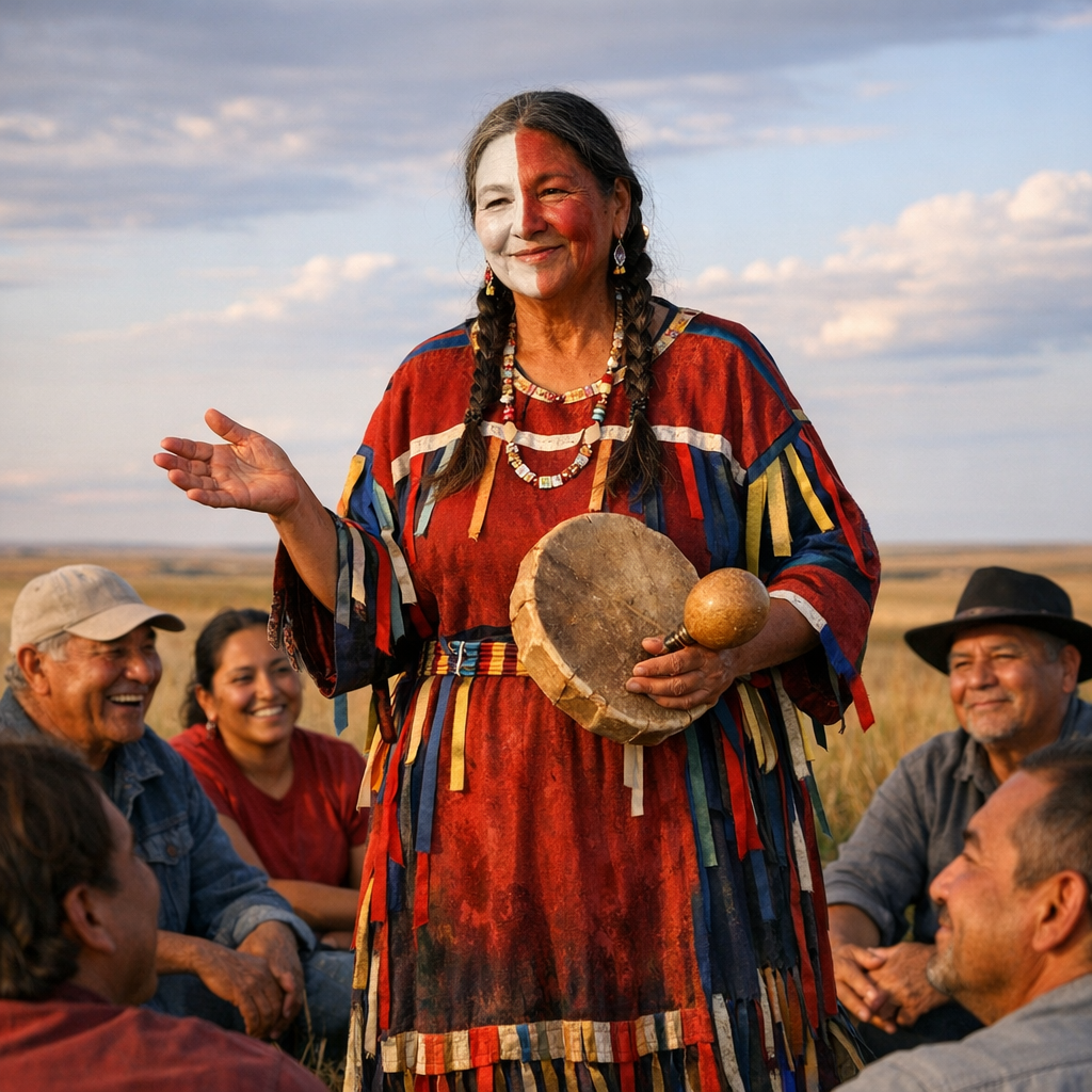 Sacred clown woman of the Plains
